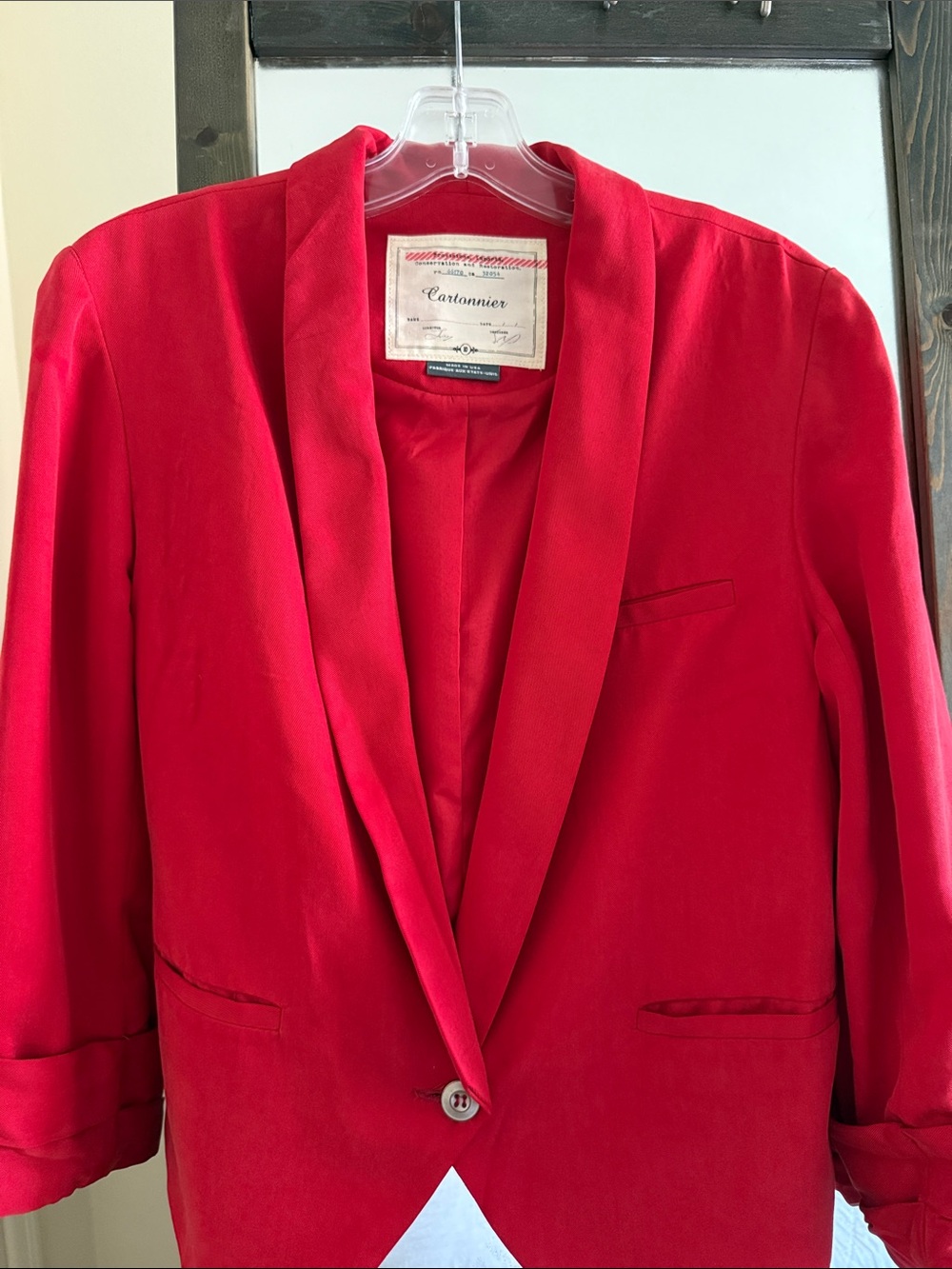 Cartonnier Red Shawl-Collar Blazer